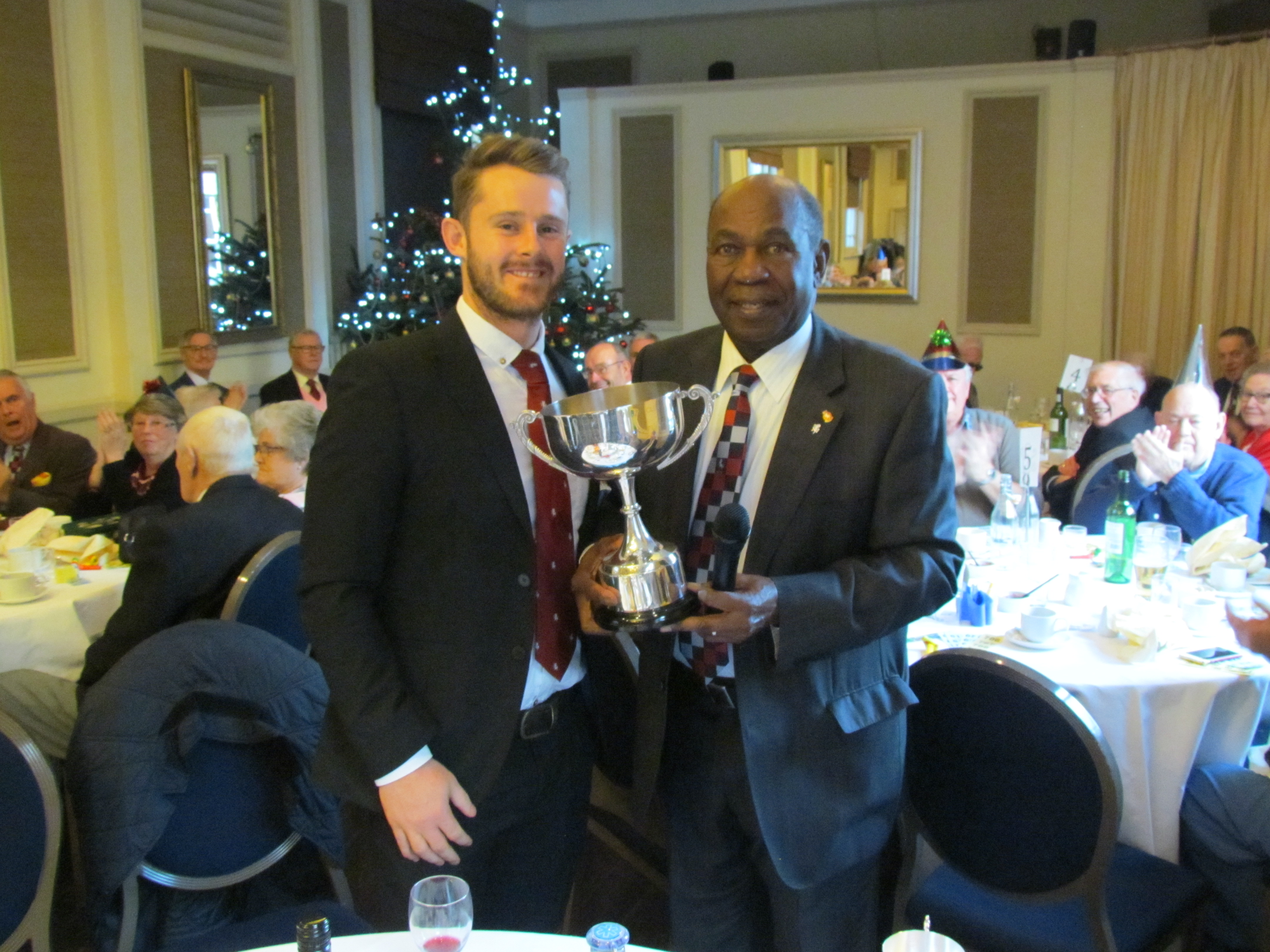 Adam Rouse awarded the President’s Trophy by President John Shepherd at the Club’s Christmas Lunch